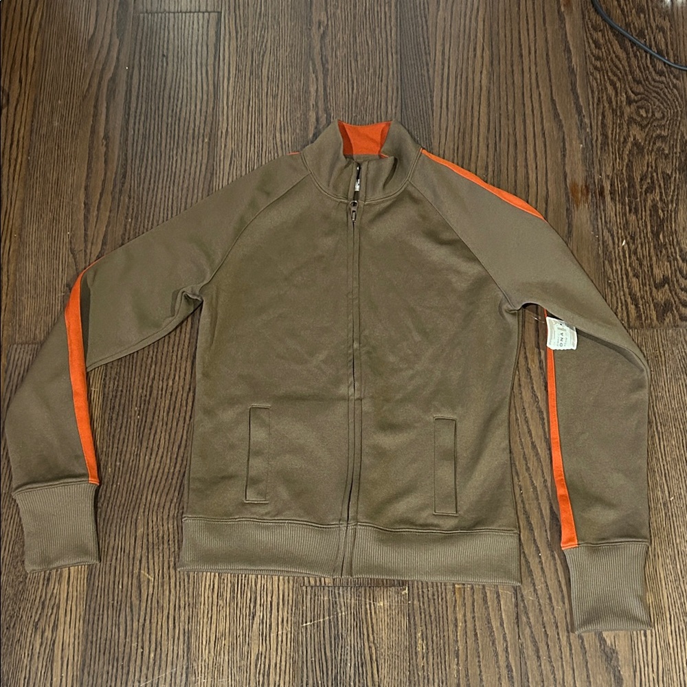 Vtg  Y2K NWT Arizona brown zip up Track Jacket with Orange Stripe Sz M